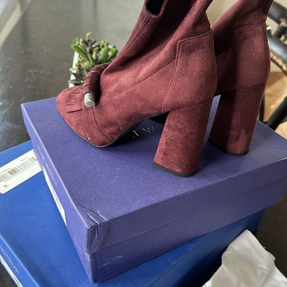 STUART WEITZMAN Ringleader Ultra-stretch Booties Wine Color Size 41 NEW in box - Picture 9 of 10